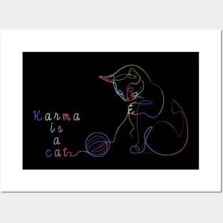 Karma is a cat :: Line art Posters and Art